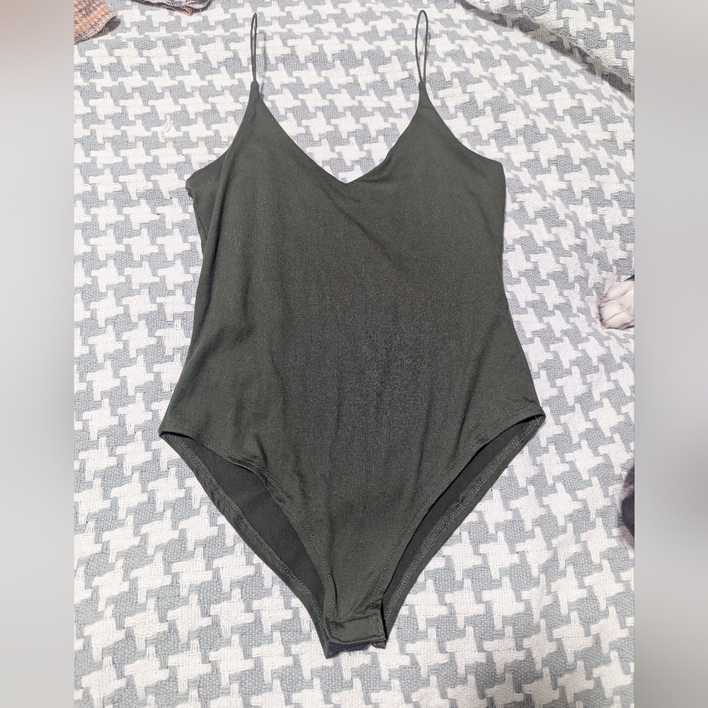 Dark Green Spaghetti Strap Bodysuit